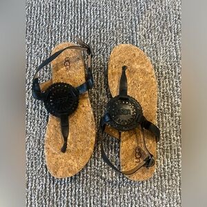 UGG "Ayden" Black Leather Strap Sandals (Size 9)